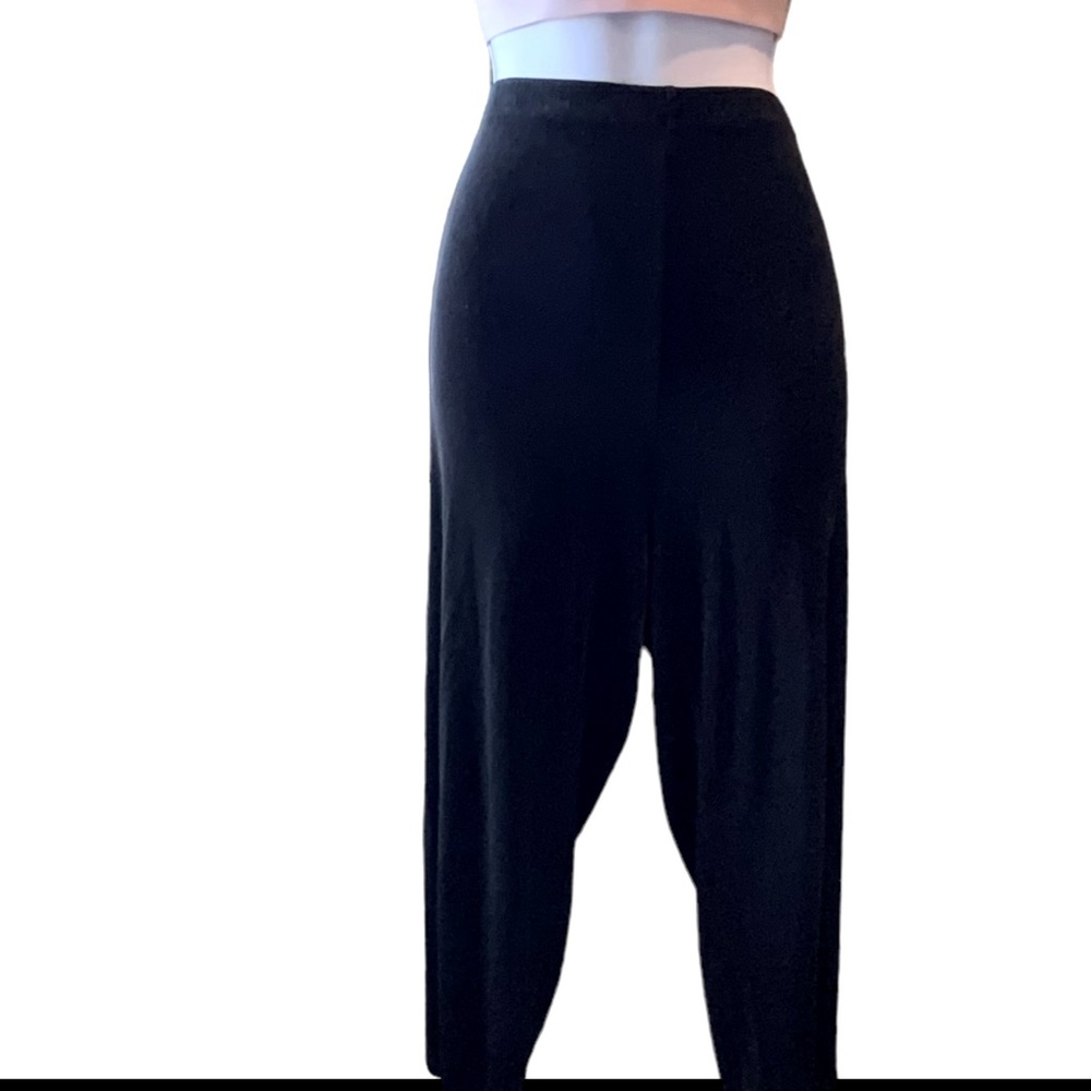 Chicos Private Edition Stretchy High Waisted Travel Pants Black Elastic Waist L